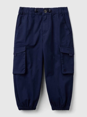 Benetton, Parachute Trousers In Stretch Cotton, size 98, Dark Blue, Kids United Colors of Benetton