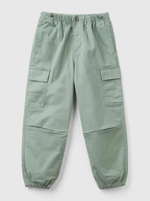 Benetton, Parachute Trousers In Stretch Cotton, size M, Light Green, Kids United Colors of Benetton