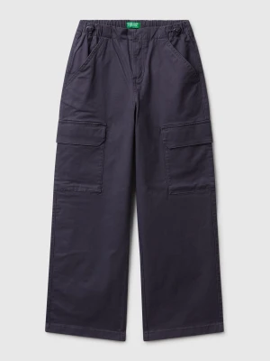 Benetton, Parachute Trousers In Stretch Cotton, Size: XL, Air Force Blue, Kids United Colors of Benetton