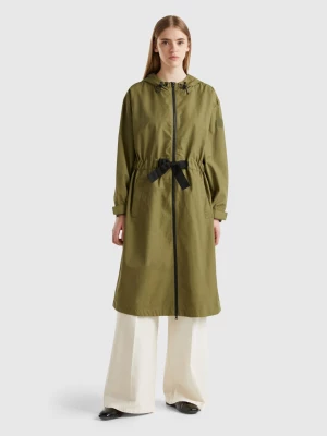 Benetton, Parka In Cotton And Nylon "rain Defender" Blend, size L, Green, Women United Colors of Benetton