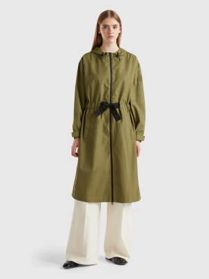 Benetton, Parka In Cotton And Nylon "rain Defender" Blend, size L, Green, Women United Colors of Benetton