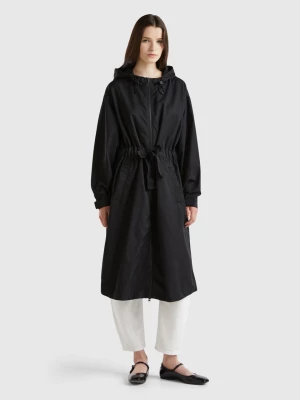 Benetton, Parka In Cotton And Nylon "rain Defender" Blend, size M, Black, Women United Colors of Benetton