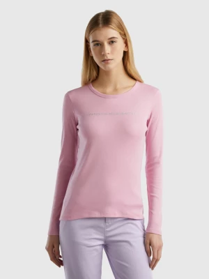 Benetton, Pastel Pink 100% Cotton Long Sleeve T-shirt, size XXS, Pastel Pink, Women United Colors of Benetton