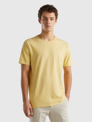 Benetton, Pastel Yellow Slub Cotton T-shirt, size M, Yellow, Men United Colors of Benetton