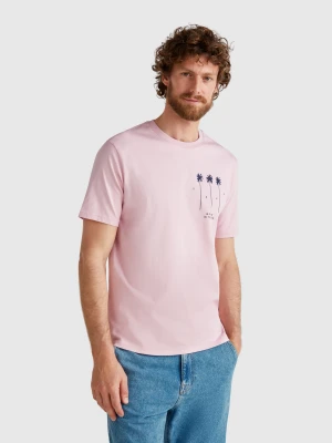 Benetton, Pastel Pink  T-shirt With Graphic, size XL, Pink, Men United Colors of Benetton