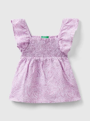 Benetton, Pattern Blouse In Linen Blend, size 2XL, Lilac, Kids United Colors of Benetton