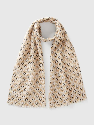 Benetton, Patterned Beige Scarf, size OS, Beige, Women United Colors of Benetton