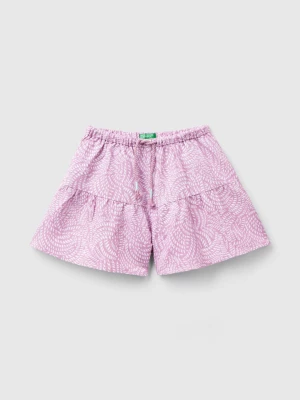 Benetton, Patterned Bermudas In Linen Blend, size L, Lilac, Kids United Colors of Benetton