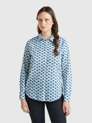 Benetton, Patterned Dark White Shirt, size XXS, Multi-color, Women United Colors of Benetton