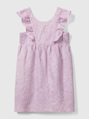 Benetton, Patterned Dress In Linen Blend, size 2XL, Lilac, Kids United Colors of Benetton