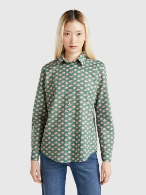 Benetton, Patterned Green Shirt, size XXS, Green, Women United Colors of Benetton