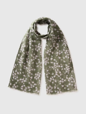 Benetton, Patterned Linen Blend Scarf, Size: OS, Green, Women United Colors of Benetton
