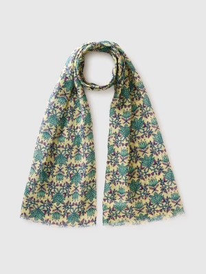 Benetton, Patterned Linen Blend Scarf, Size: OS, Lime, Women United Colors of Benetton