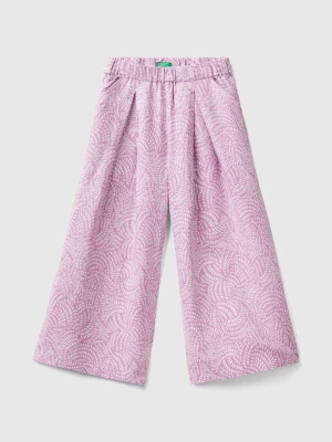 Benetton, Patterned Linen Blend Trousers, size 2XL, Lilac, Kids United Colors of Benetton
