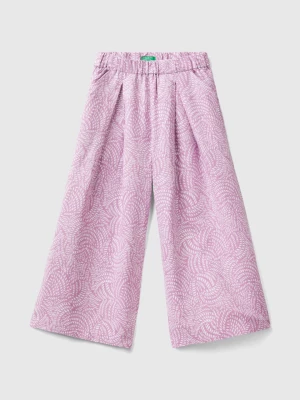 Benetton, Patterned Linen Blend Trousers, size L, Lilac, Kids United Colors of Benetton