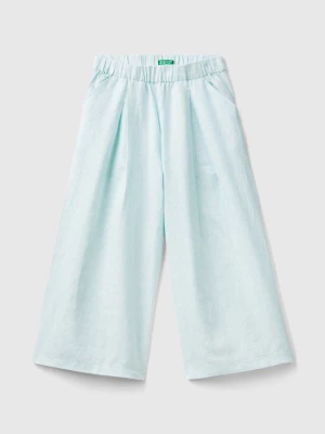 Benetton, Patterned Linen Blend Trousers, size XL, Aqua, Kids United Colors of Benetton