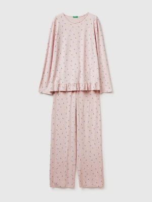 Benetton, Patterned Modal Pajamas, Size: XS, Blue, Women United Colors of Benetton