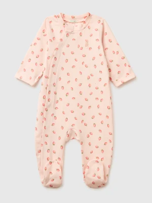 Benetton, Patterned Onesie In Stretch Organic Cotton, Pastel Pink, Kids United Colors of Benetton
