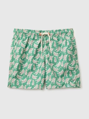 Benetton, Patterned Sea Boxer Shorts, Size: XS, Green, Kids United Colors of Benetton