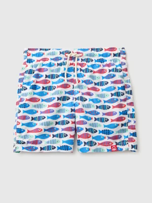 Benetton, Patterned Sea Boxer Shorts, Size: XS, White, Kids United Colors of Benetton