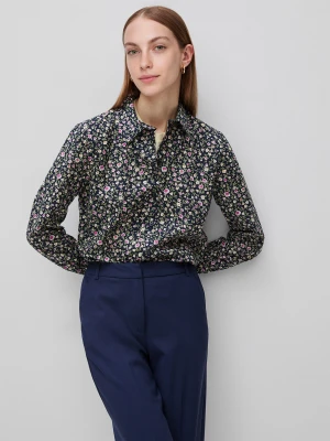 Benetton, Patterned Shirt In Lightweight Cotton, Size: XS, Dark Blue, Women United Colors of Benetton