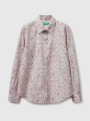 Benetton, Patterned Shirt In Lightweight Cotton, Size: XS, Soft Pink, Women United Colors of Benetton