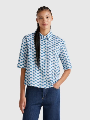 Benetton, Patterned Shirt In Lightweight Cotton, Size: XS, Multi-color, Women United Colors of Benetton