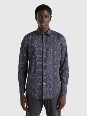 Benetton, Patterned Shirt In Organic Cotton, size XS, Black, Men United Colors of Benetton