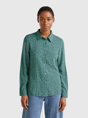 Benetton, Patterned Shirt In Viscose, size XXS, Military Green, Women United Colors of Benetton