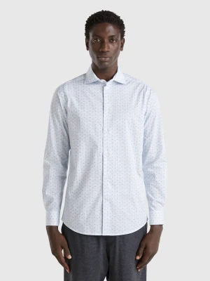 Benetton, Patterned Slim Fit Shirt, size XS, White, Men United Colors of Benetton