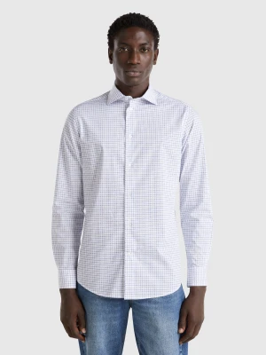 Benetton, Patterned Slim Fit Shirt, size XS, White, Men United Colors of Benetton