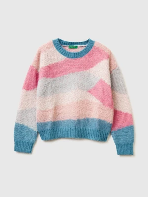 Benetton, Patterned Sweater In Wool Blend, Size: XL, Turquoise, Kids United Colors of Benetton