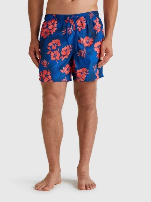 Benetton, Patterned Swim Trunks In Nylon, size XL, Dark Blue, Men United Colors of Benetton
