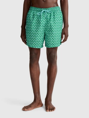 Benetton, Patterned Swim Trunks In Nylon, size XL, Green, Men United Colors of Benetton