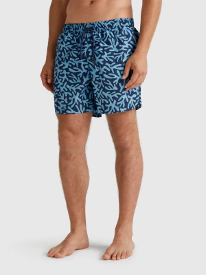 Benetton, Patterned Swim Trunks In Nylon, size XL, Light Blue, Men United Colors of Benetton