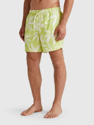 Benetton, Patterned Swim Trunks In Nylon, size XL, Lime, Men United Colors of Benetton