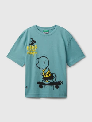 Benetton, ©peanuts Graffiti Print T-shirt, Size: XL, Sky Blue, Kids United Colors of Benetton
