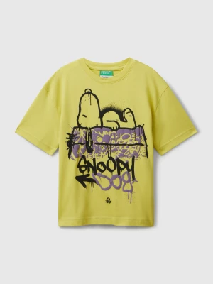 Benetton, ©peanuts Graffiti Print T-shirt, size XL, Yellow, Kids United Colors of Benetton