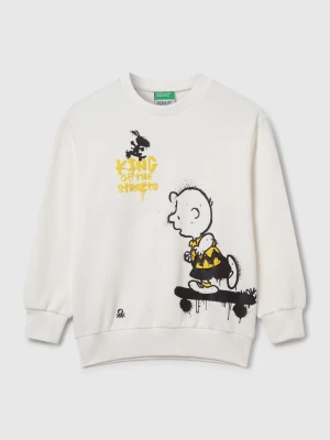 Benetton, ©peanuts Sweatshirt In Cotton, size XL, Creamy White, Kids United Colors of Benetton
