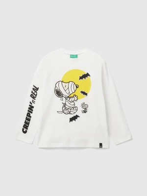 Benetton, ©peanuts T-shirt With Glow-in-the-dark Print, size S, Creamy White, Kids United Colors of Benetton