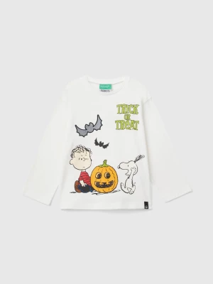 Benetton, ©peanuts T-shirt With Print And Embroidery, size 104, Creamy White, Kids United Colors of Benetton