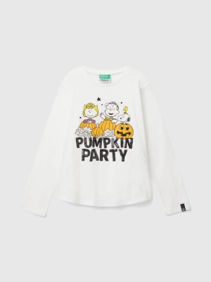 Benetton, ©peanuts T-shirt With Print And Sequins, size 3XL, Creamy White, Kids United Colors of Benetton