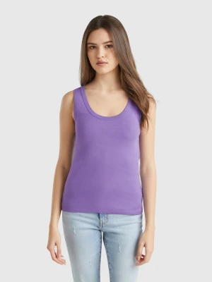 Benetton, Periwinkle Tank Top In Pure Cotton, size XXS, Periwinkle, Women United Colors of Benetton