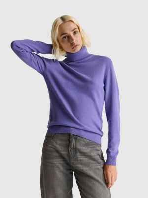 Benetton, Periwinkle Turtleneck Sweater In Pure Merino Wool, Size: XS, Women United Colors of Benetton