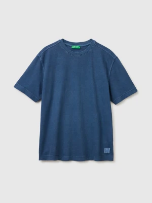 Benetton, Pigment Dyed T-shirt, Size: XS, Air Force Blue, Men United Colors of Benetton