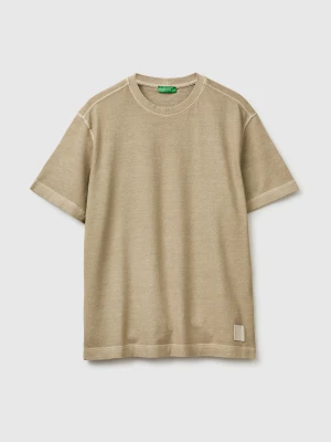 Benetton, Pigment Dyed T-shirt, Size: XS, Creamy White, Men United Colors of Benetton