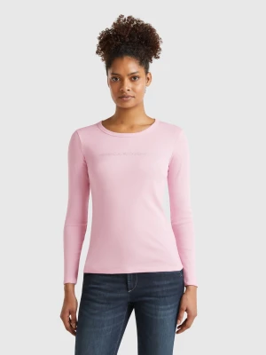 Benetton, Pink 100% Cotton Long Sleeve T-shirt, size XXS, Pink, Women United Colors of Benetton