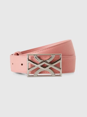 Benetton, Pink Belt With Logo Buckle, size L, Pink, Women United Colors of Benetton
