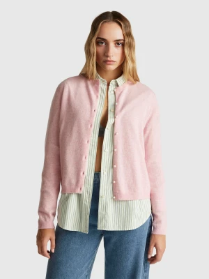 Benetton, Pink Cardigan In Pure Merino Wool, Size: XXS, Pink, Women United Colors of Benetton