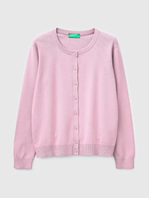 Benetton, Pink Cardigan In Tricot Cotton, Size: XS, Pink, Women United Colors of Benetton